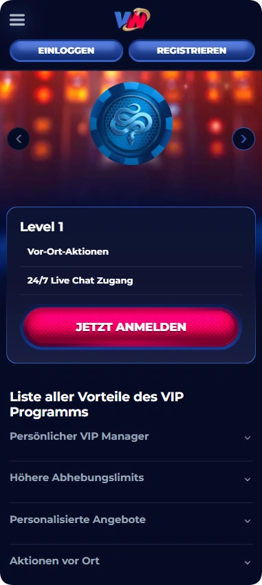 ViperWin VIP Programm – personalisierte Boni, höhere Limits und exklusiver Live Chat Support