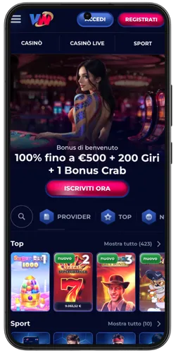 Promozione Bonus Crab e giri gratuiti sul sito mobile ViperWin