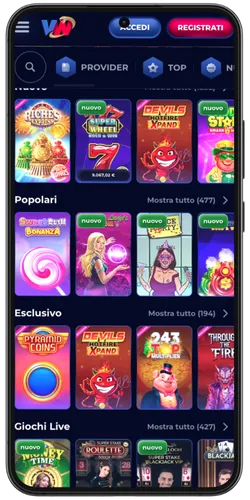 Giochi Live Casino ViperWin – Blackjack, Roulette, Monopoly e Game Show su smartphone