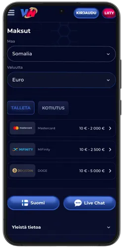 Viperwin maksut – Visa, Jeton, MiFinity, krypto ja Bitcoin