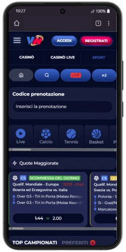 Aprire il sito ViperWin nel browser Chrome su Android