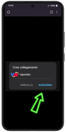 Confermare la creazione del collegamento ViperWin su Android