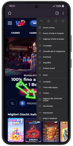 Selezionare Aggiungi alla schermata iniziale nel menu Chrome su Android