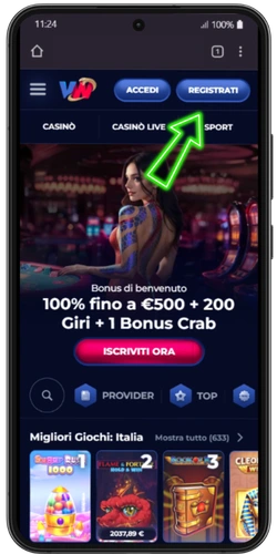 Pulsante Registrati sul sito ViperWin